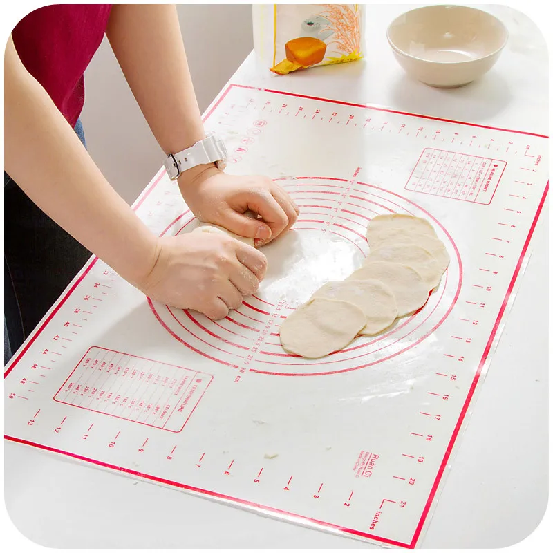 

40X60cm Silicone Baking Mat Pizza Dough Maker Pastry Kitchen Gadgets Cooking Tools Utensils Bakeware Kneading Accessories, Red edge