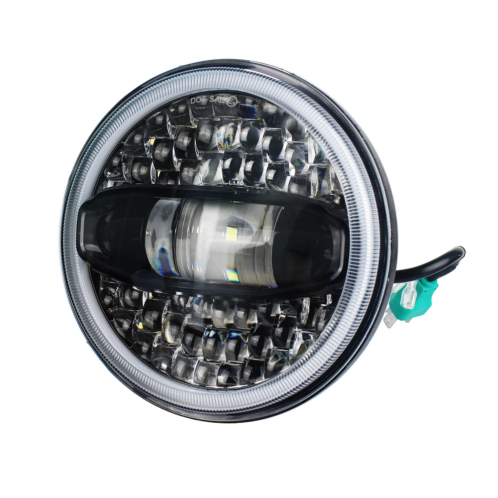 7 Inch Round LED Headlight Motorcycle Headlamp Halo Angle Eyes Replacement For Jeep Wrangler JK