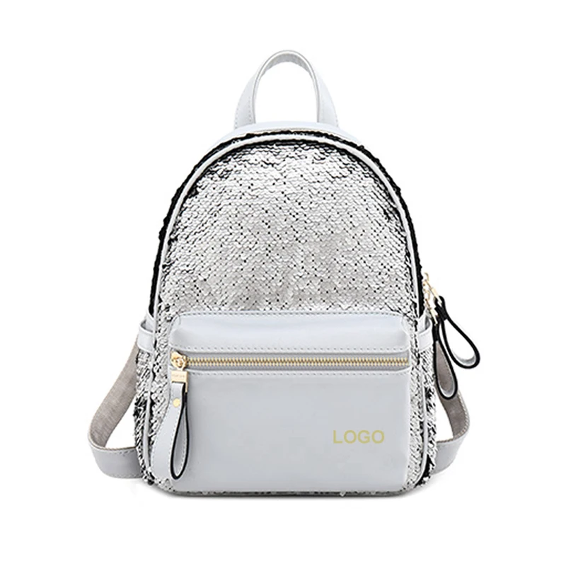 

Custom Fashion Mini Leather Ladies Shining Sequin Backpack, Customized color