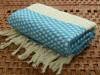 Wicker Pattern Turkish Towel Peshtemal Blue %100 Turkish Cotton 40"x70" 100cmx180cm - 450gr.