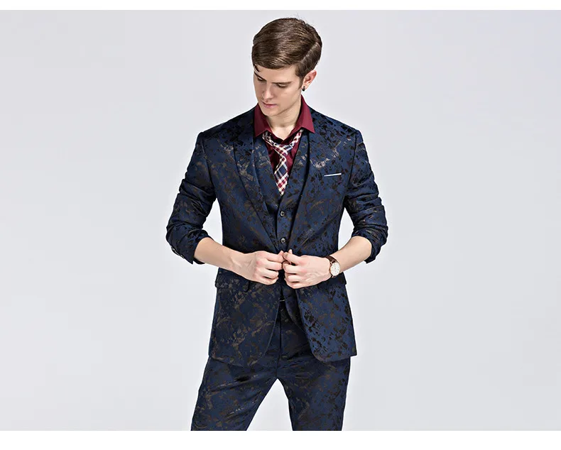 Ongebruikt Wb162 (blazer + Broek + Vest) Mode Mannen Pak Shine Patronen Luxe DY-25