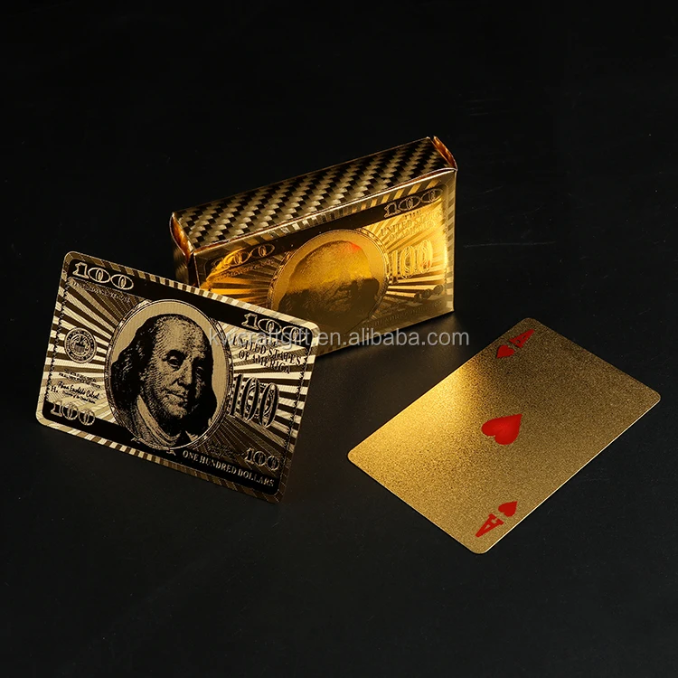 US dollar 100 style playing cards dollar versions gold foil playing cards