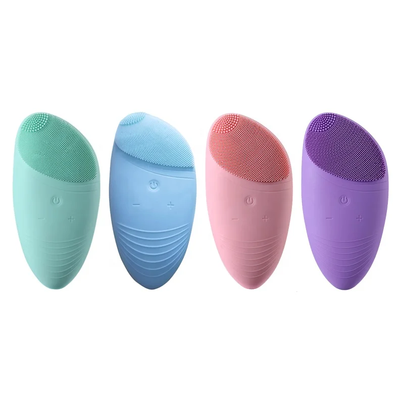 

High End Waterproof Portable Electric Silicone Facial Cleansing Brush with Face Massage Function, Pink, blue, green, purple