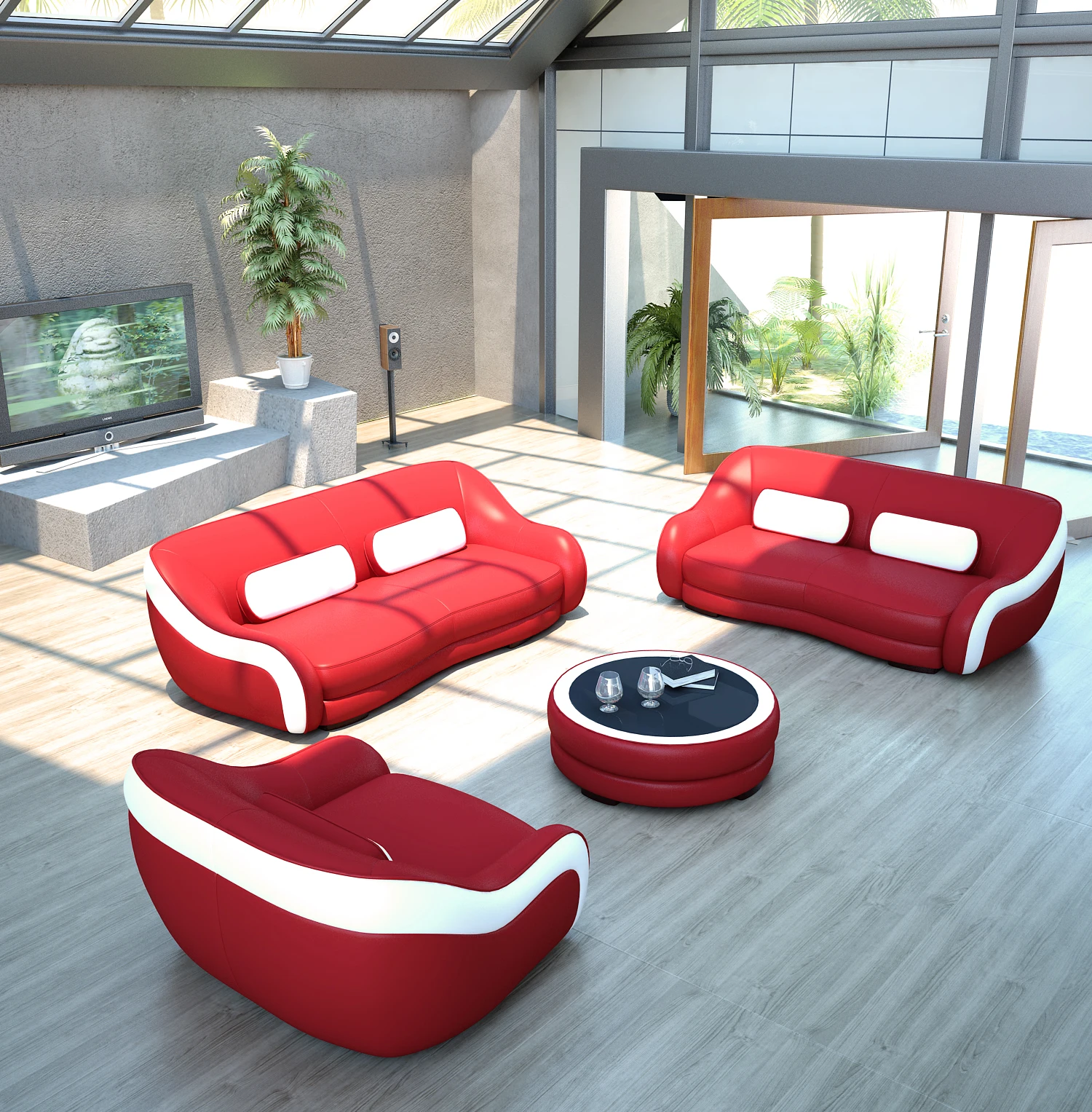 Canapé en cuir au design moderne, meubles de bureau, canapé de salon, avec table basse, livraison gratuite