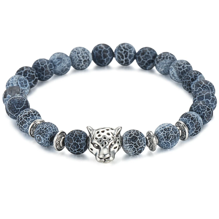 RainSo Fashion Design Leopard Beads Natural Stone Mens Bracelet