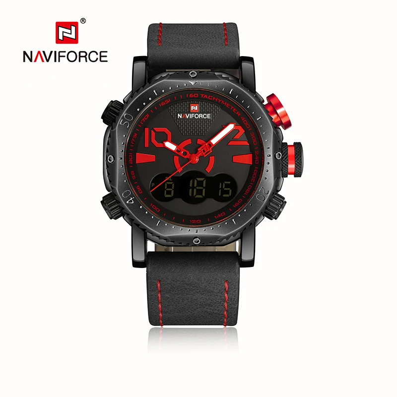

NAVIFORCE Brand Men Sport Watches Dual Display Watch Men LED Digital Analog Clock Orange Quartz Watch 30M Waterproof Led Clock