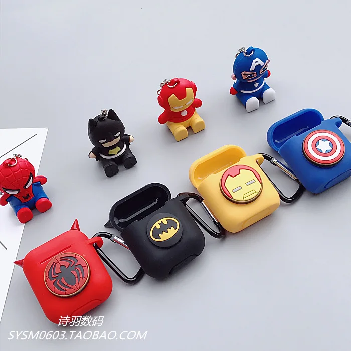 

Super heroes string For airpods earphone soft silicon bag Universal phone hook up strap Spider Man Batman, Colorful