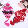 Kids Winter Knitted Children Pom Poms Baby Earflaps Hat With Braid/Hair Ball