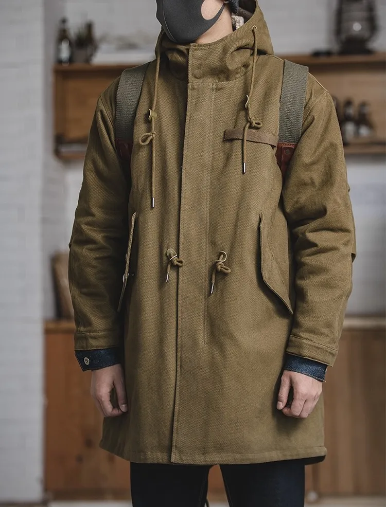 oem 定制 m51 连帽夏尔巴羊毛衬里长款骆驼男士冬季派克大衣,土耳其