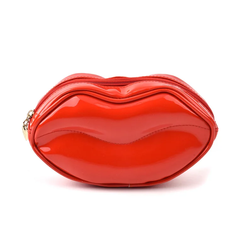 

Wholesale Stock Red Lip Shape Makeup Bag PU Waterproof Washing Cosmetic Bags