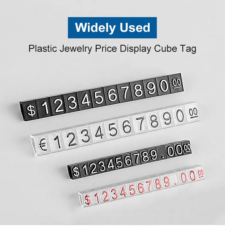 1x White Letter On Black Plastic Price Display Set 340 Cubes/Set Tag Label PCUBK 