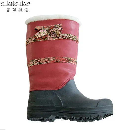 New Design Waterproof Snow Boot Manufacturer,Fashion Style Red Greound Has Flower Tape Has Antiskid Sole For Women