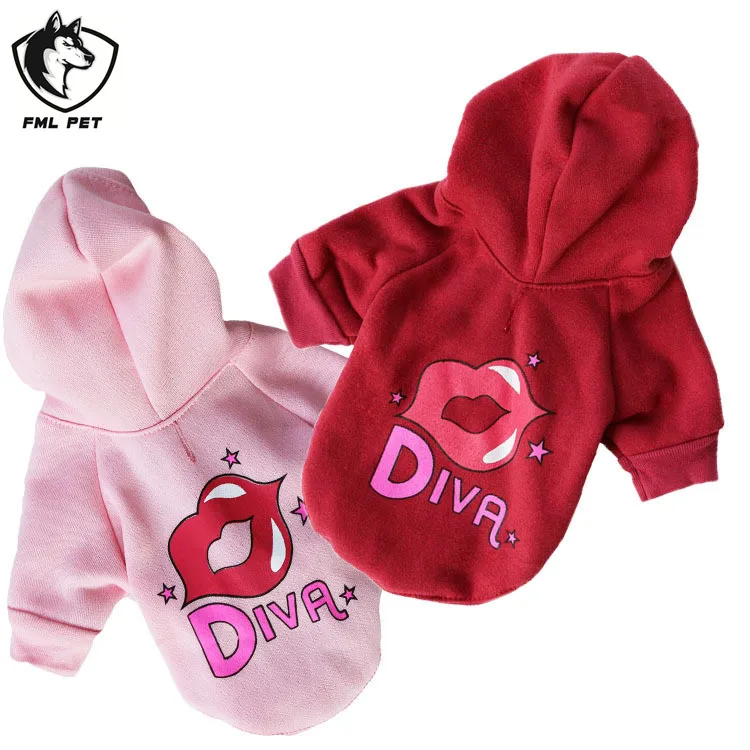 

Wholesale Lint Red Lips Printing Dog Hoodie Winter Dog Clothes, Red;pink;green and black