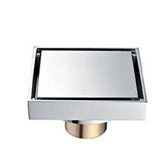 Luxury square design hotel gold plated floor drain with strainer