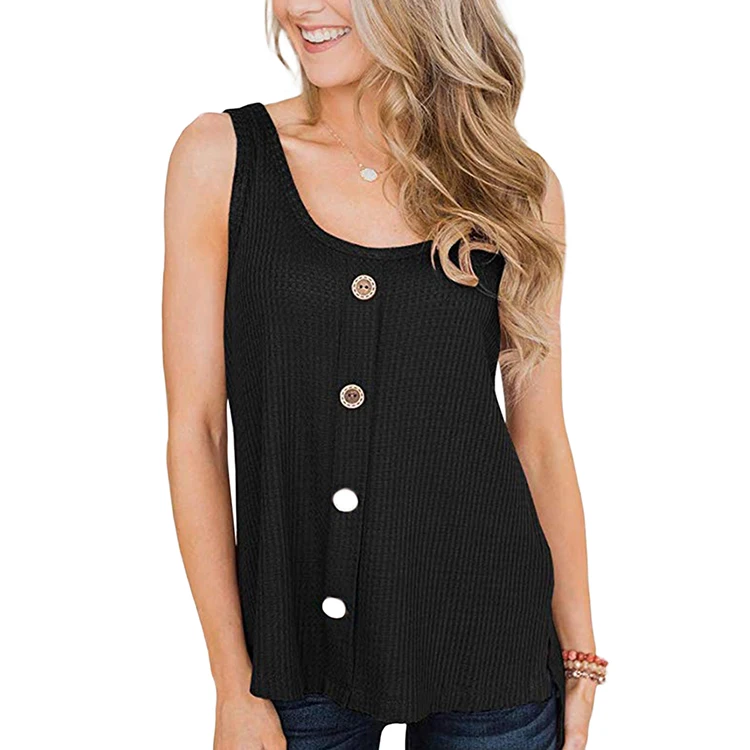 fashion tank top sleeveless tops high-low hemline snug women