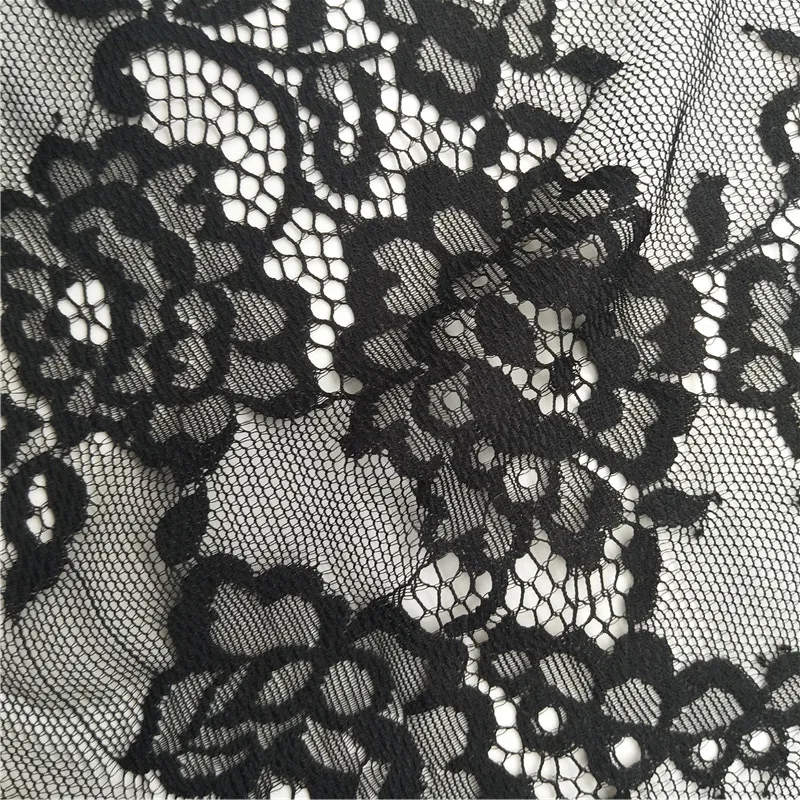 100% nylon lace black chantilly lace fabric