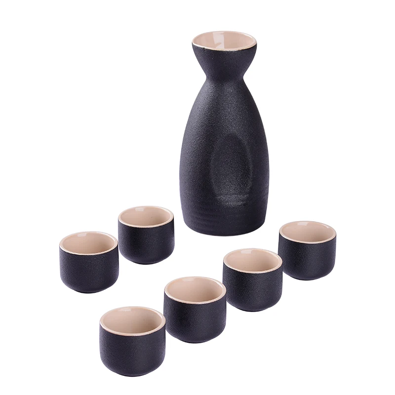 

Traditional Design Sake Set Japanese Sake Cup Set Porcelain Pottery Ceramic Cups Wine Glass Accessories Gift Set, Black,white