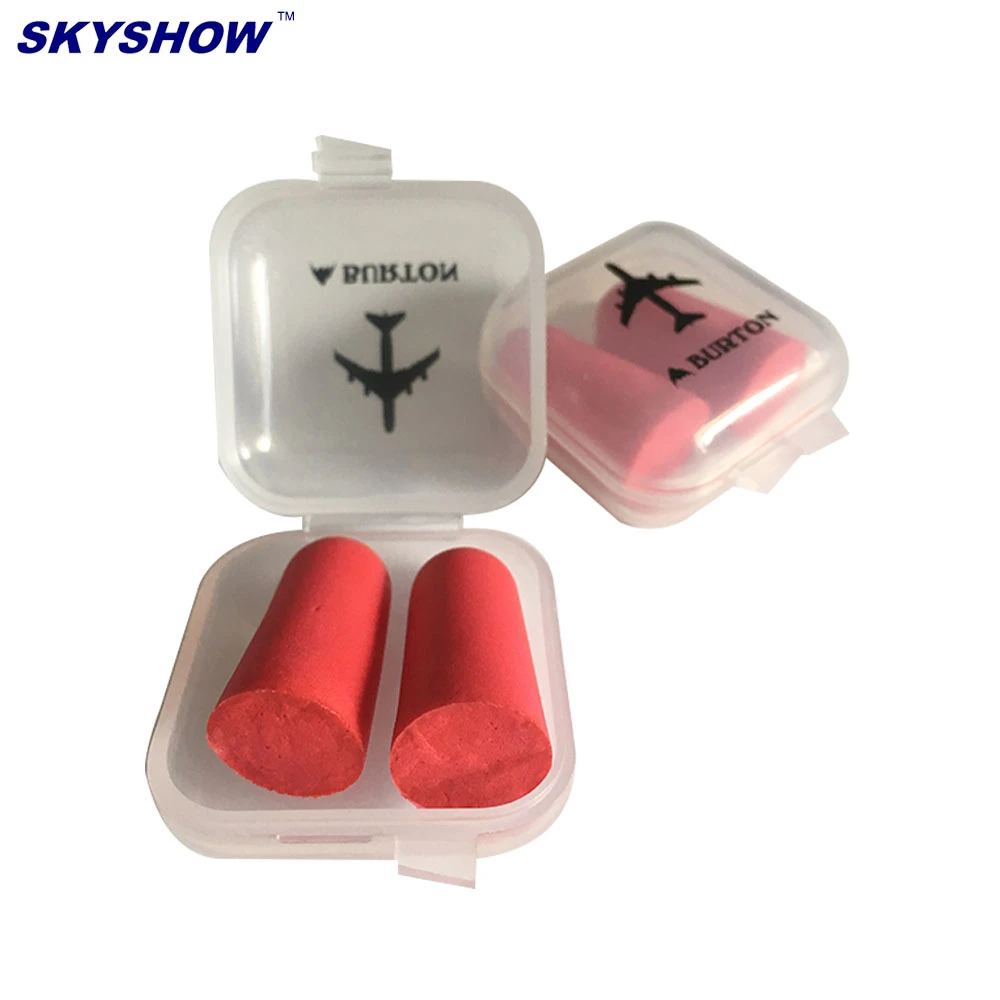 
Custom Printing PU Foam Earplug with Plastic Box for Sleeping Airline Ear Plugs for Noise Reduction 