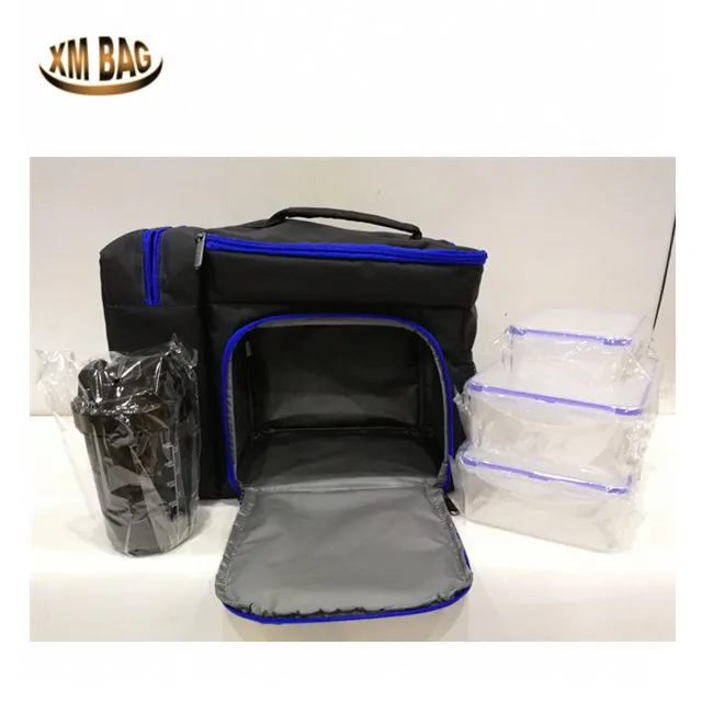 

High quality insulated Meal prep bag Fitness 3packs lunch bag with shaker ice pack for men and women, Customized meal prep bag fitness