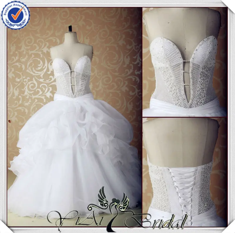 Jj3563 Crystalball Gown See Through Corset Wedding Dresses With