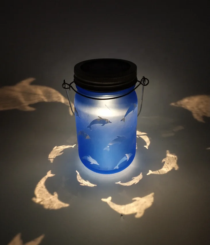 Hot Sale Dreamlike blue Ocean series Decorative Indoor  Mason Jar Home Lights Hanging solar Glass Bottle Led Lights