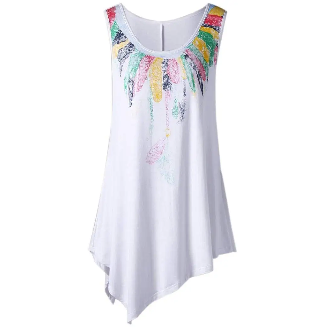 XL, Multicolor Hmlai Women Floral Print T-Shirt Sleeveless Tank Tops O Neck Backless Blouse