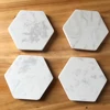 White Hexagon Marble Coaster Set