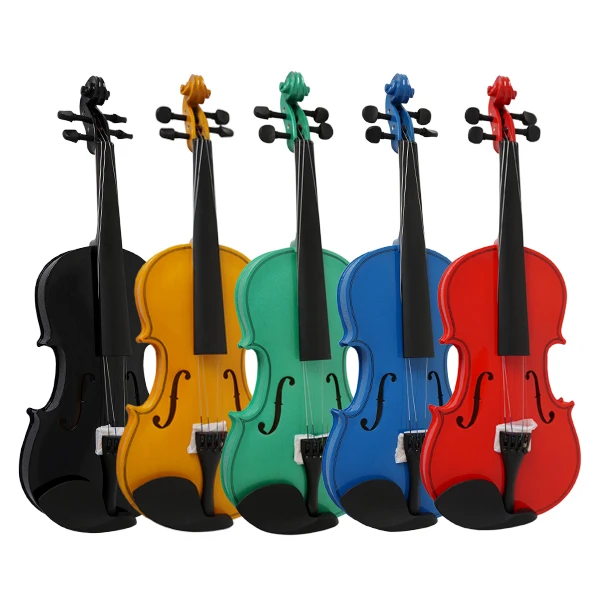 

Wholesale Cheap Price Colorful plywood entry level Student Violin price, Red black blue yellow green ..