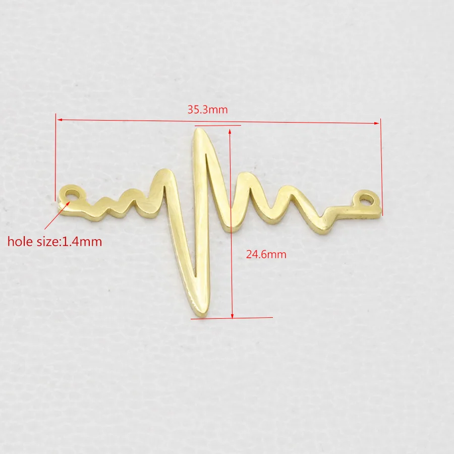 

Stainless Steel Mirror Polished Fashion DIY Jewelry Love Electrocardiogram Heartbeat Charms for Necklace Bracelet