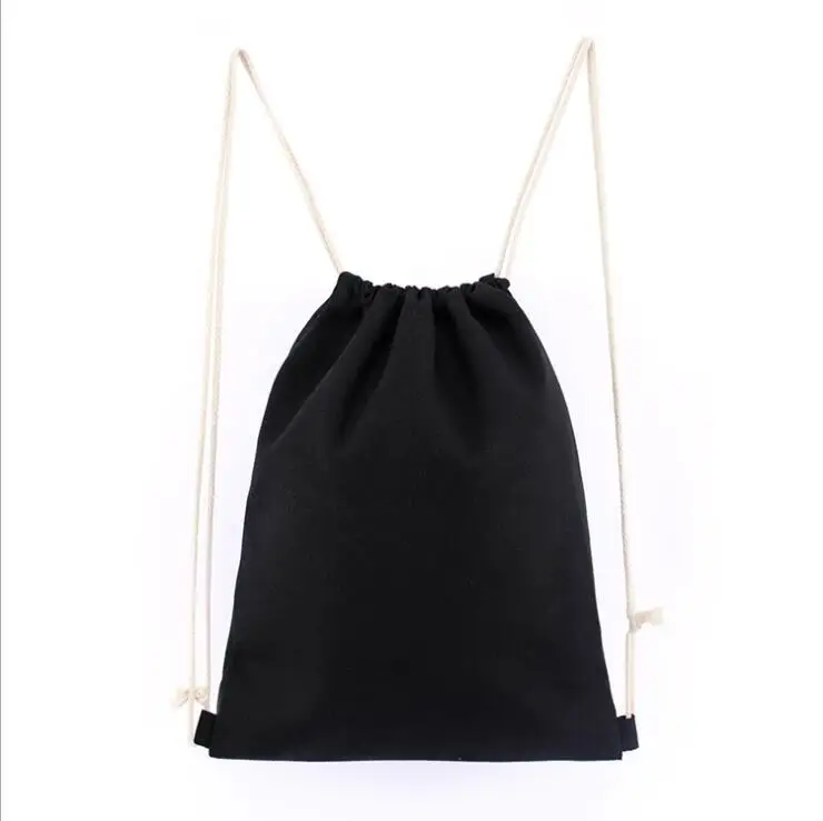 

High Quality Promotion Black Cotton Canvas Drawstring Backpack