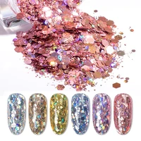 

Wholesale Laser Hexagon Flake Dust Mix sizes holographic Nail Glitter Sequins