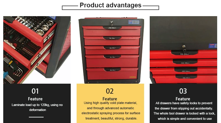 high quality metal red craftsman car repair tool drawer cabinet chest trolley