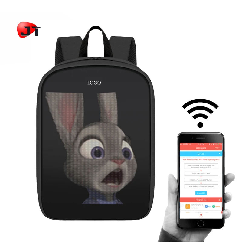 

Smart Design Wifi Led Backpack Big Screen Display Dynamic Walking Billboard Advertising Mobile Backpack With Battery, Black, grey or customized