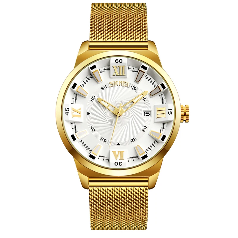 

SKMEI 2019 Top Luxury Brand Men Quartz Watch Business Gold Watches Male Waterproof Wristwatches Clock Relogio Masculino 9166