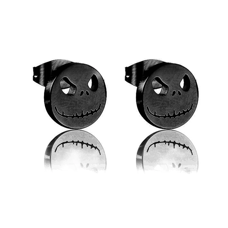 

Fashion Smiley Jack skellington Halloween Scary Skull Skeleton Bad Smile Stud Earring for man Women, Gold, rose gold, steel