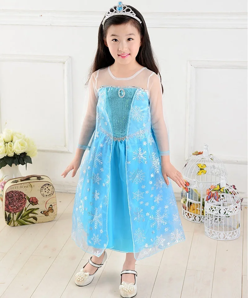 2015 New Kids font b Dress b font Blue Princess Girl font b Dress b font