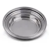 Set of 7 Manufactured Foodservice Round Serving Tray Stainless Steel Cafeteria Tray