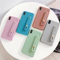 

Candy Color Wrist Strap Hand Band silicone case For iphone X XS Max XR 6 6S 7 8 Plus Stand Phone Case Cover