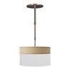 Italy Hardwired Fluorescent Socket Adjustable Brushed Nickel Finish Suspended LED Ceiling Light With Champagne White Linen Shade