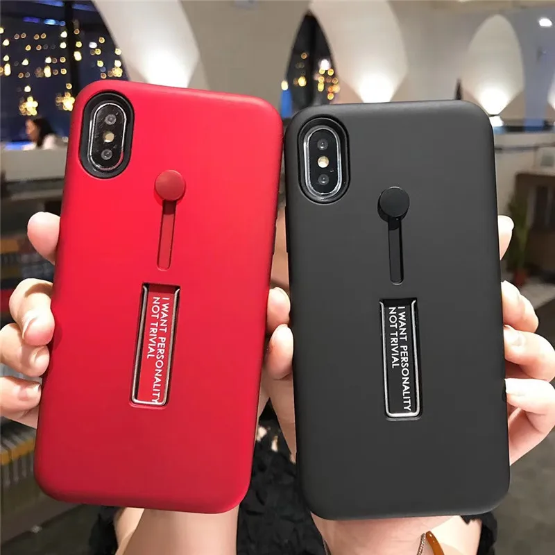 Fashion Kickstand Case For iPhone XS Max Case Finger Loop Strap Cover For iPhone XR XS X Armor Shockproof Back Phone Case