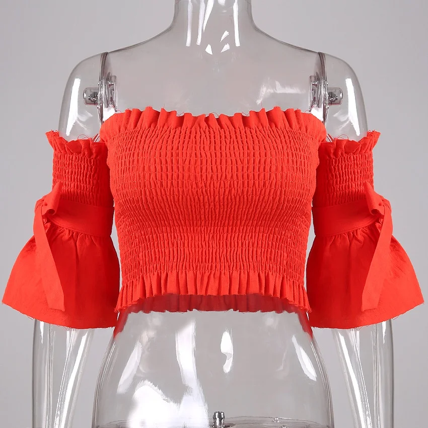 

B50795A Summer lately design women sexy pleated crop top, Red