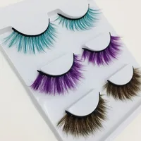 

Can Put Logo On Eyelash Box Silk Fur Faux Mink Eyelashes Colorful Eyelashes