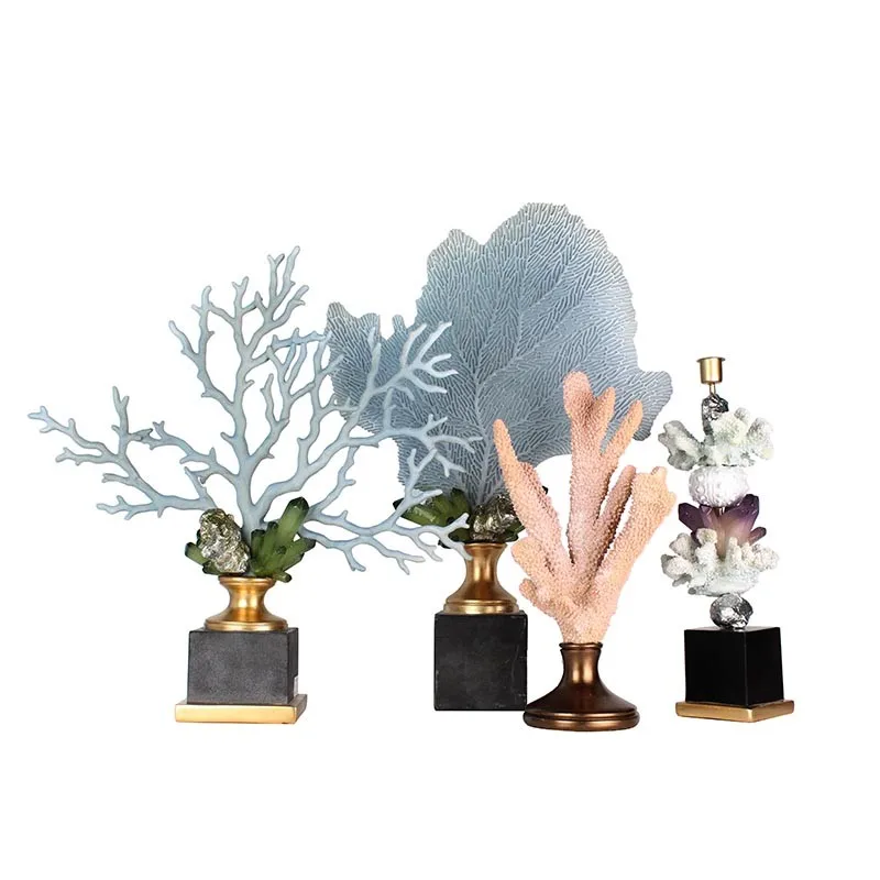 Artificial Resin Coral Reef Decor Marble Base Coral Wedding Decoration details