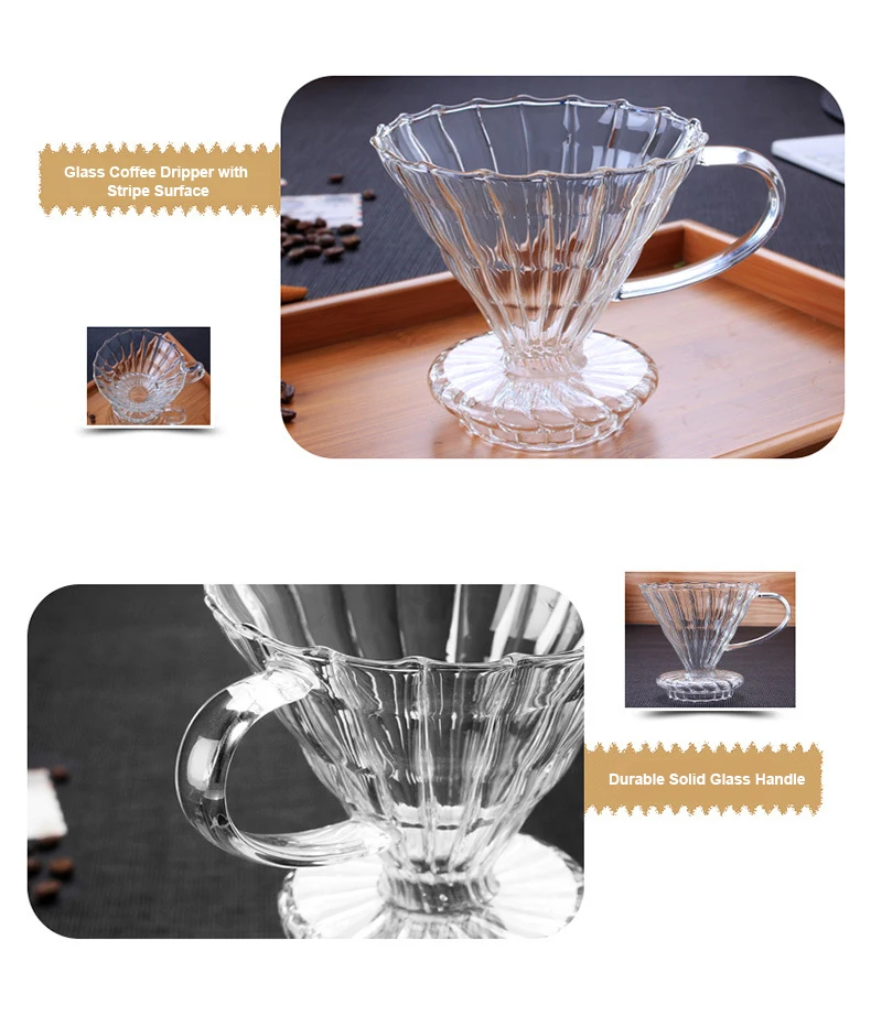 250ml  360ml  600ml  800ml Handmade Borosilicate Glass Pour Over Cold Brew Coffee Maker With Glass Coffee Dripper