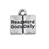 Tibetan Silver Read God's Word Daily Message Book Shape Charm ,Christian Series Charm