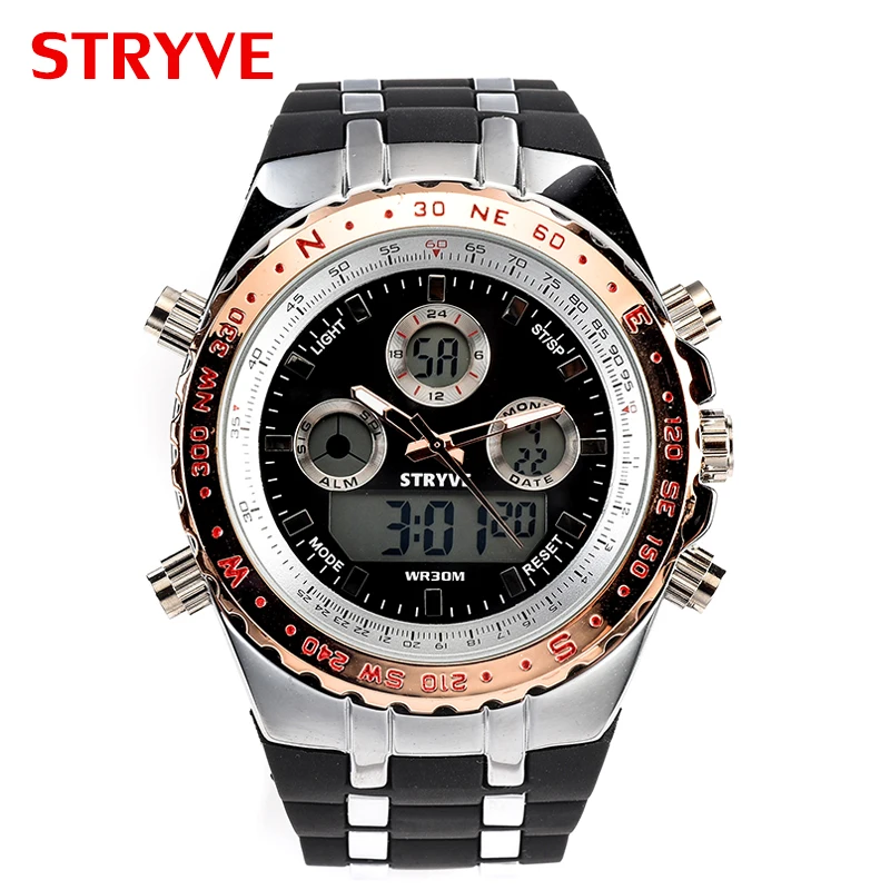 

STRYVE Sport Watch Men S8002 Clock Male LED Digital Quartz Wrist Watches Men's Top Brand Luxury Digital watch Relogio Masculino