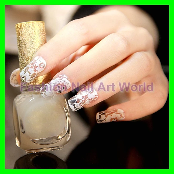 6 Sheets 3D White Pattern Nail Art Stickers Decals Polish Foils For Nail Tips Decortaion Styling