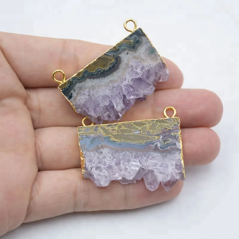 

Natural raw amethyst geode druzy agate slice pendant druzy stone rough slab agate drusy cluster stone pendants price, Purple amethyst geode