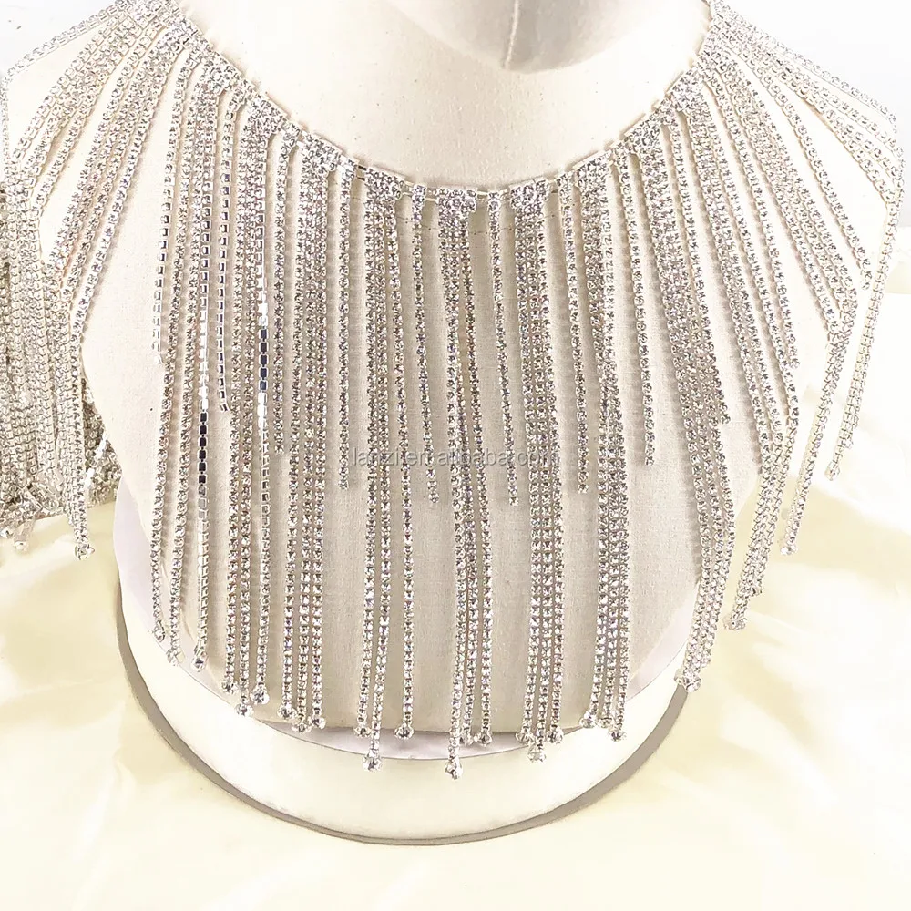 Gold Tassel Rhinestone Trim Rhinestone Chain Trimming Rhinestone Trim