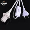 High quality Europe style 2 pin round plug electrical cord on off switch E14 lamp socket cable assembly